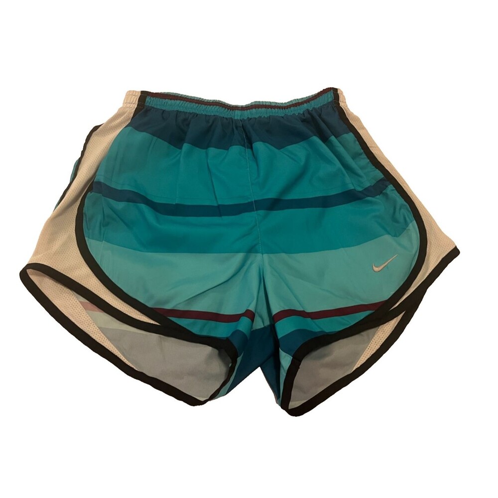 Nike Tempo Running Shorts Turqouise Blue Stripe Athletic